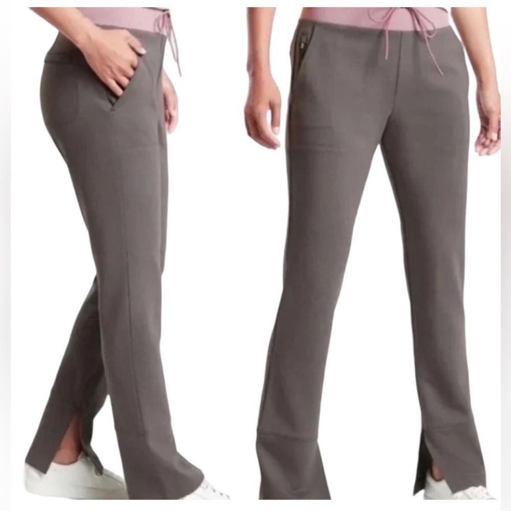 Athleta Hermosa Ponte Pants Semi-fitted Mid-rise with Split Hem Grey/Purple Sz M